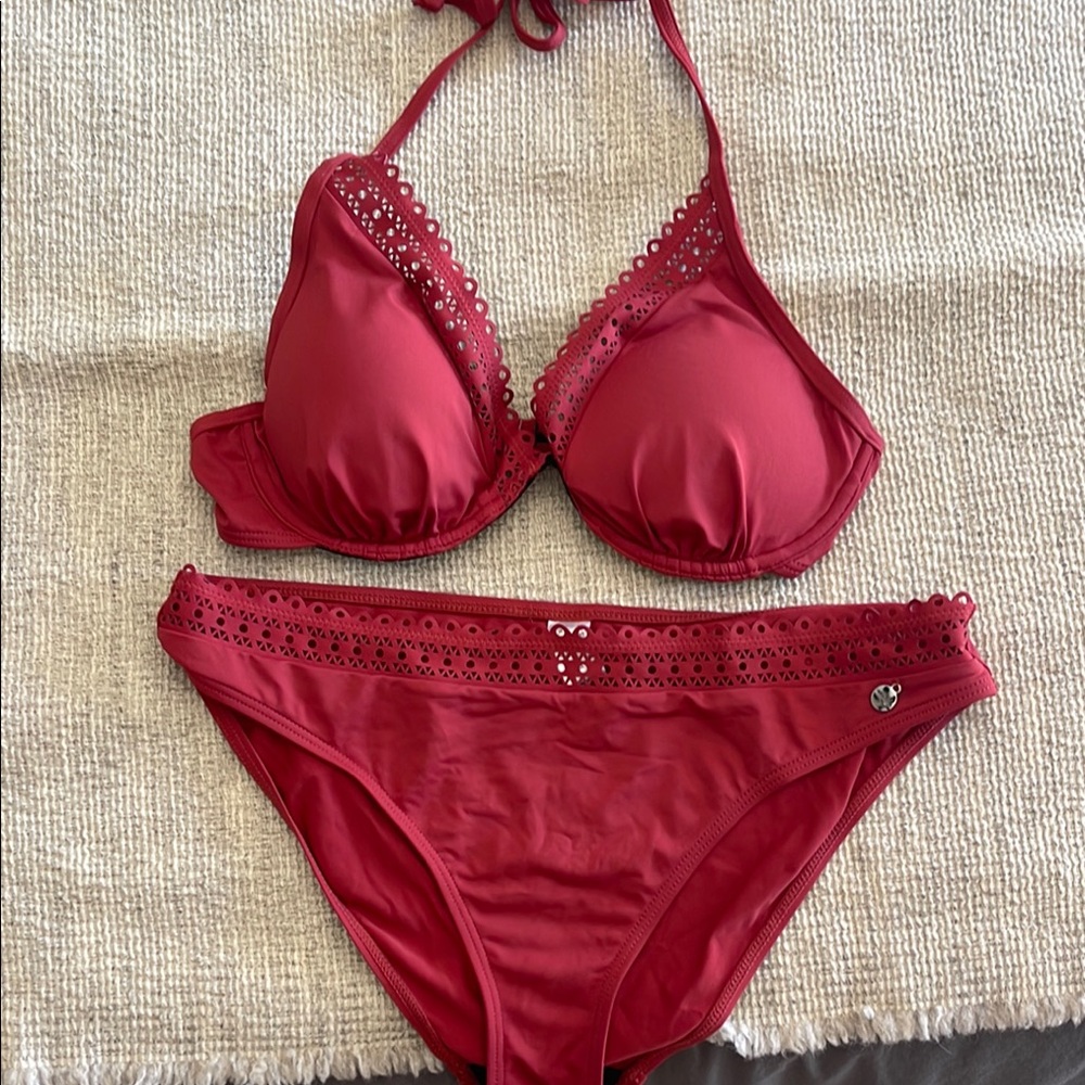 Red Classic Bikini Swimwear with Adjustable Straps